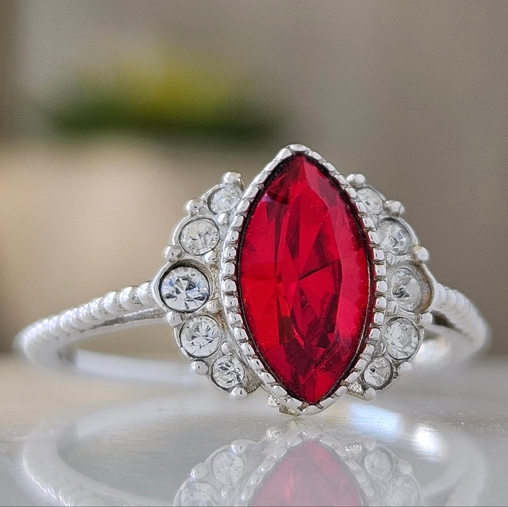 Marquise Red Swarovski Ring, 925 Sterling Silver Ruby Collection